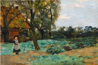 Casa de campo holandesa con niño